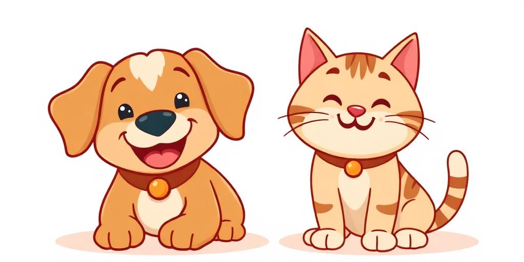 A happy dog and cat side by side